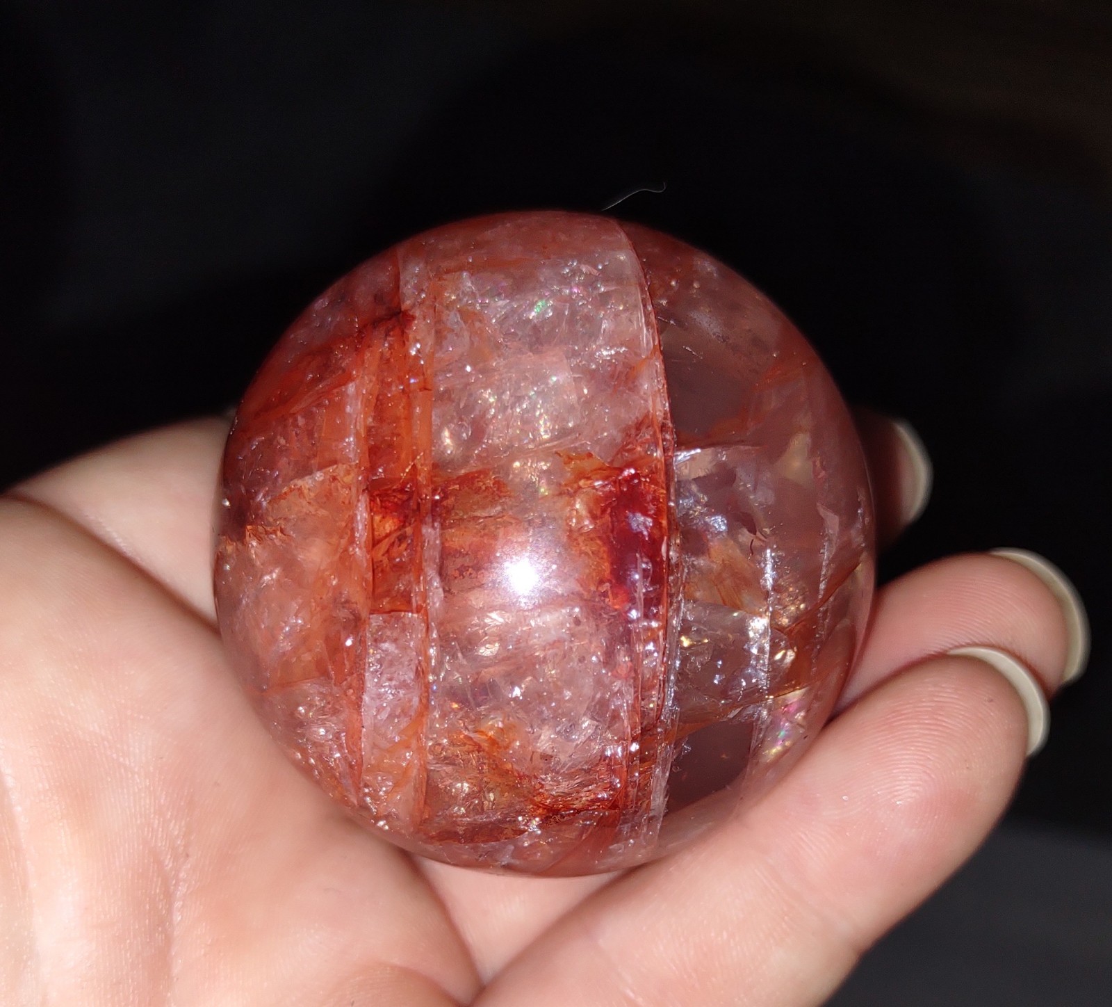 Fire quartz sphere