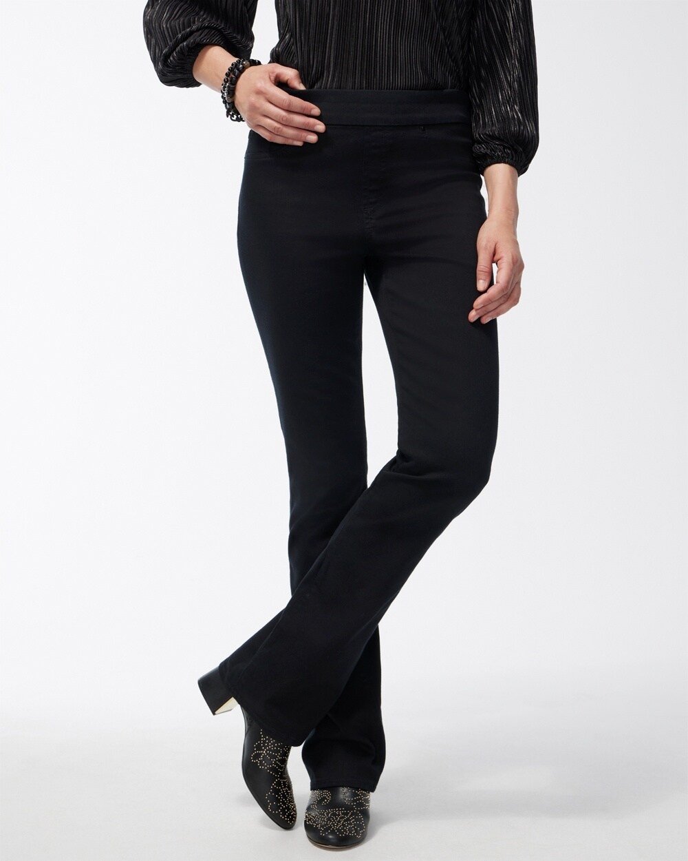 RSP: 89.50 Chicos Black Pull-On Bootcut Jeggings NWT 2R 12R