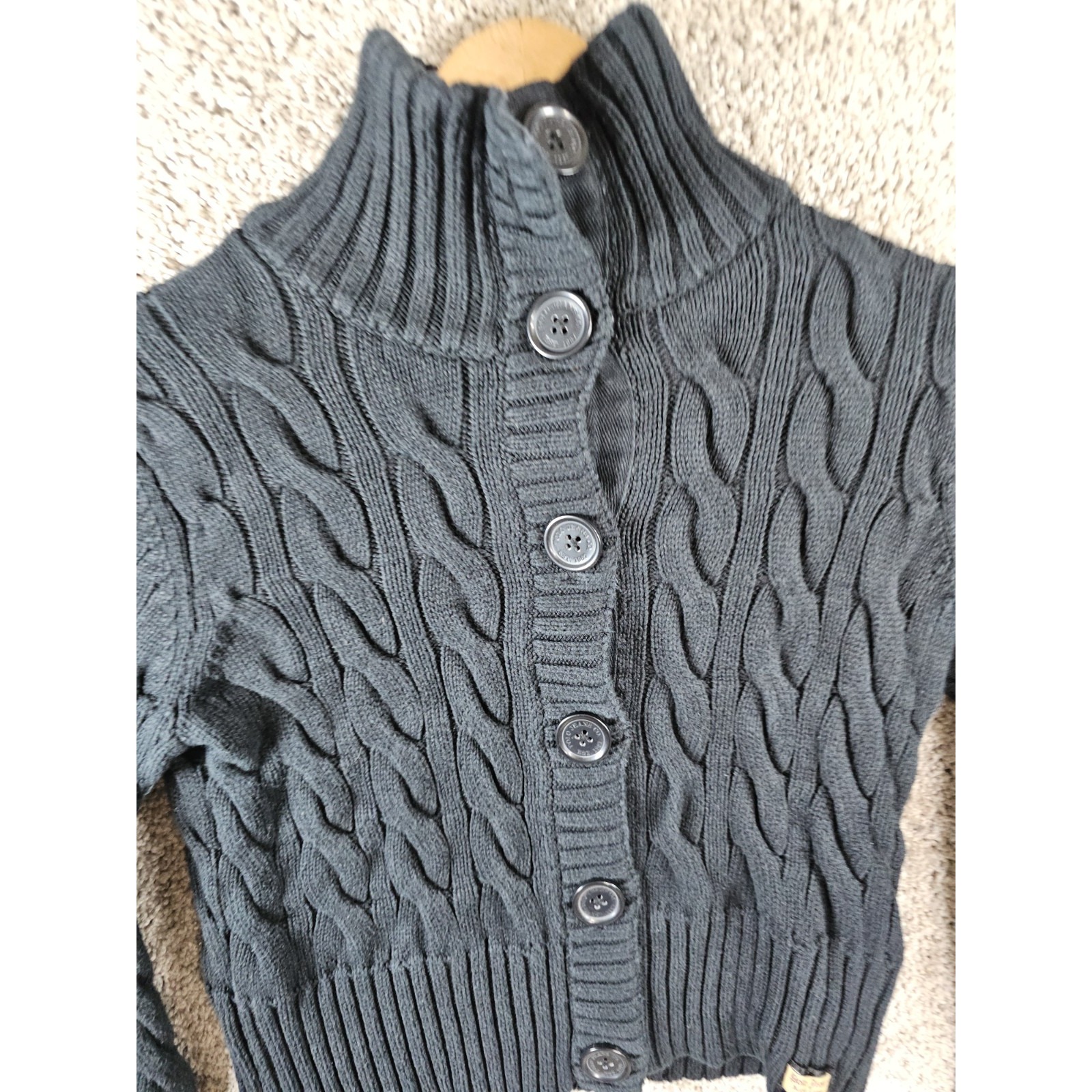 VTG Polo Jeans Ralph Lauren Crop Top Cable Knit Cardigan Sweater Women's Small