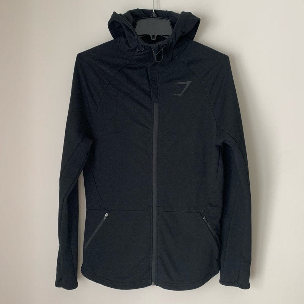 Gymshark Black Zip Up Hoodie Jacket Woman's Size S