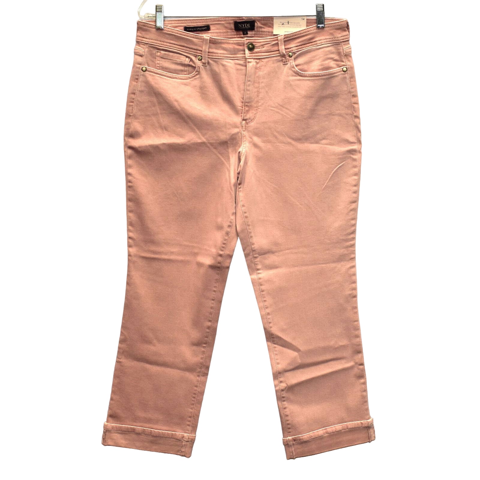 NWT NYDJ NOT YOUR DAUGHTERS JEANS Marilyn Straight Pink Ankle Cuff Jeans Size 14