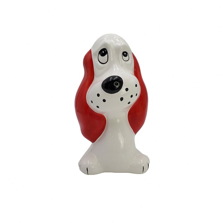 Vintage Red Ear Sad Eyed Basset Hound 10 Puppy Dog Ceramic Bank
