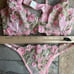 Dainty PINK Floral Lace Underwire Bra & Thong Panty Panties Set XL NWOT