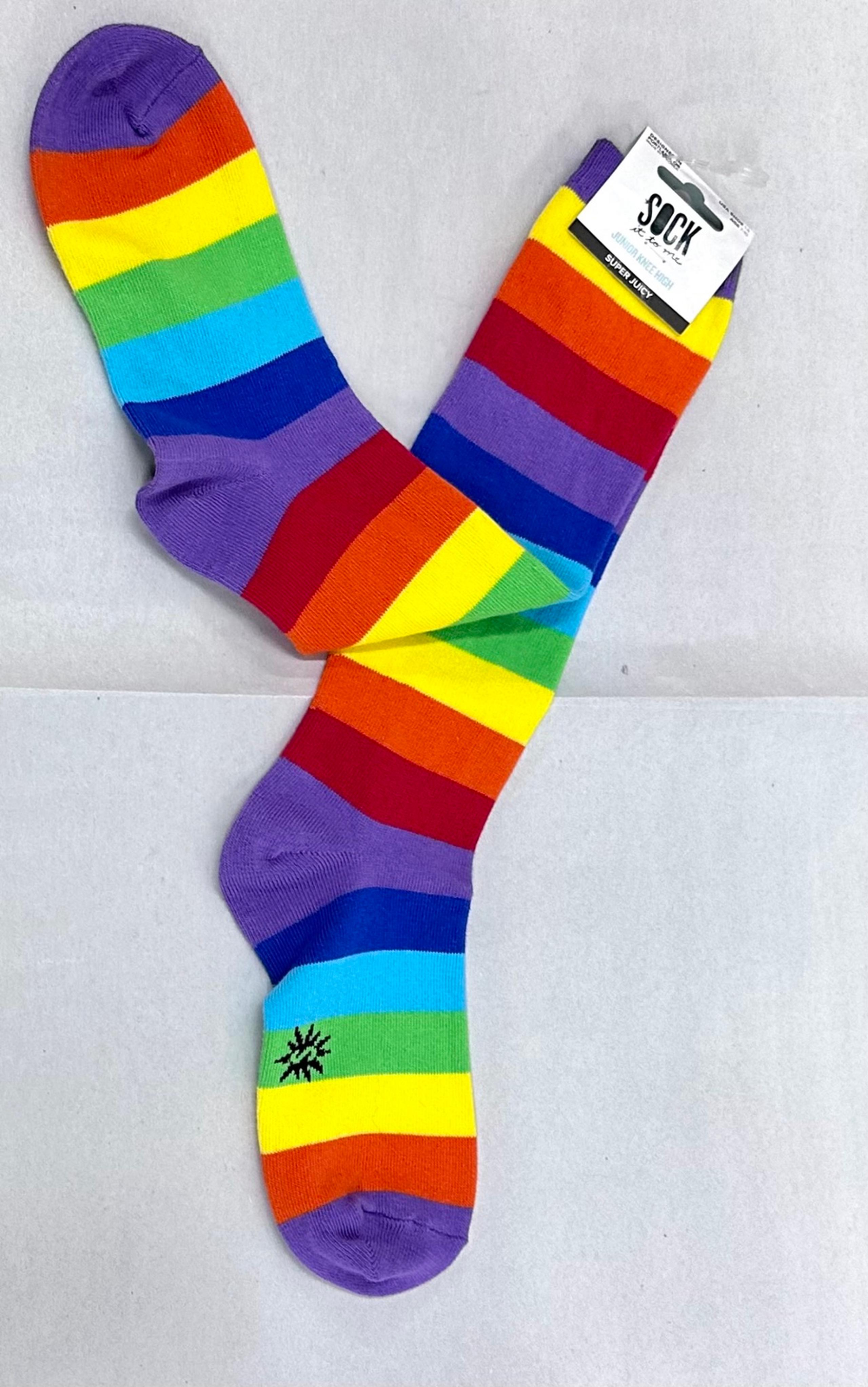 Sock It To Me NWT Rainbow Socks Junior Knee High OS Super Juicy
