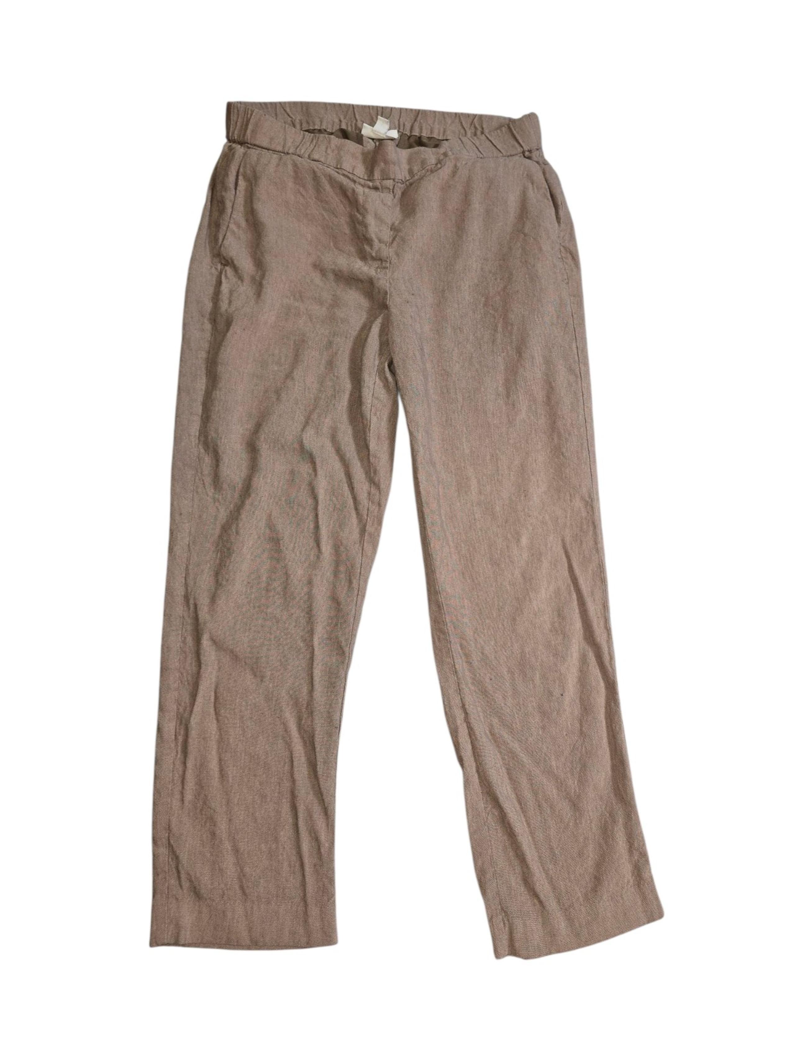 Women's Linen Stretch Casual Pants Small Brown Resortwear Career Office - J. Jill