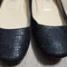JIMMY CHOO Black Glitter Fabric Flats SHOES size 39