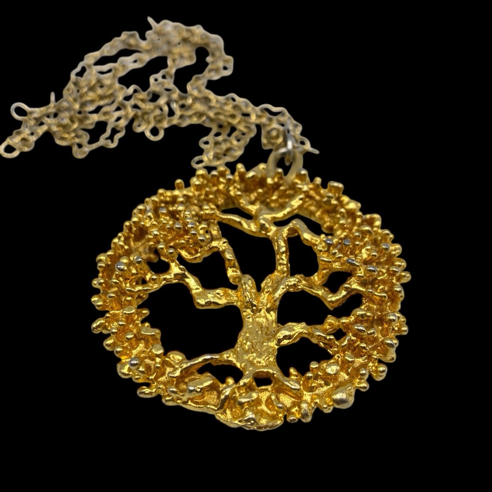 Sascha BRASTOFF Vintage Tree of Life Pendant Necklace Signed Modernist 24 Long