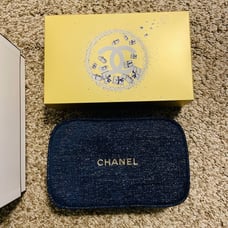 NEW Chanel navy and gold holiday pouch