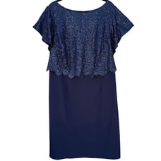 NWT Adrianna Papell® Sheath dress Sequin Guipure Lace Popover To Size 20W Navy