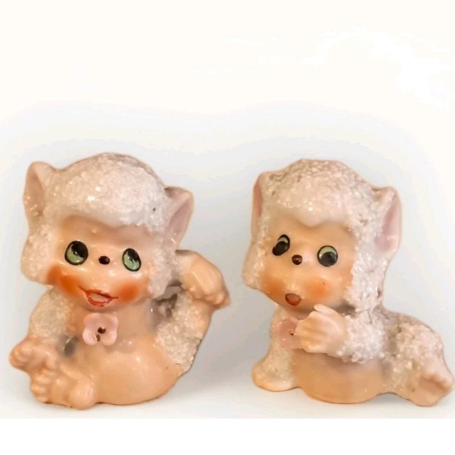 Vintage MCM Anthropomorphic Sugar Monkey Set Spaghetti Figurines Japan