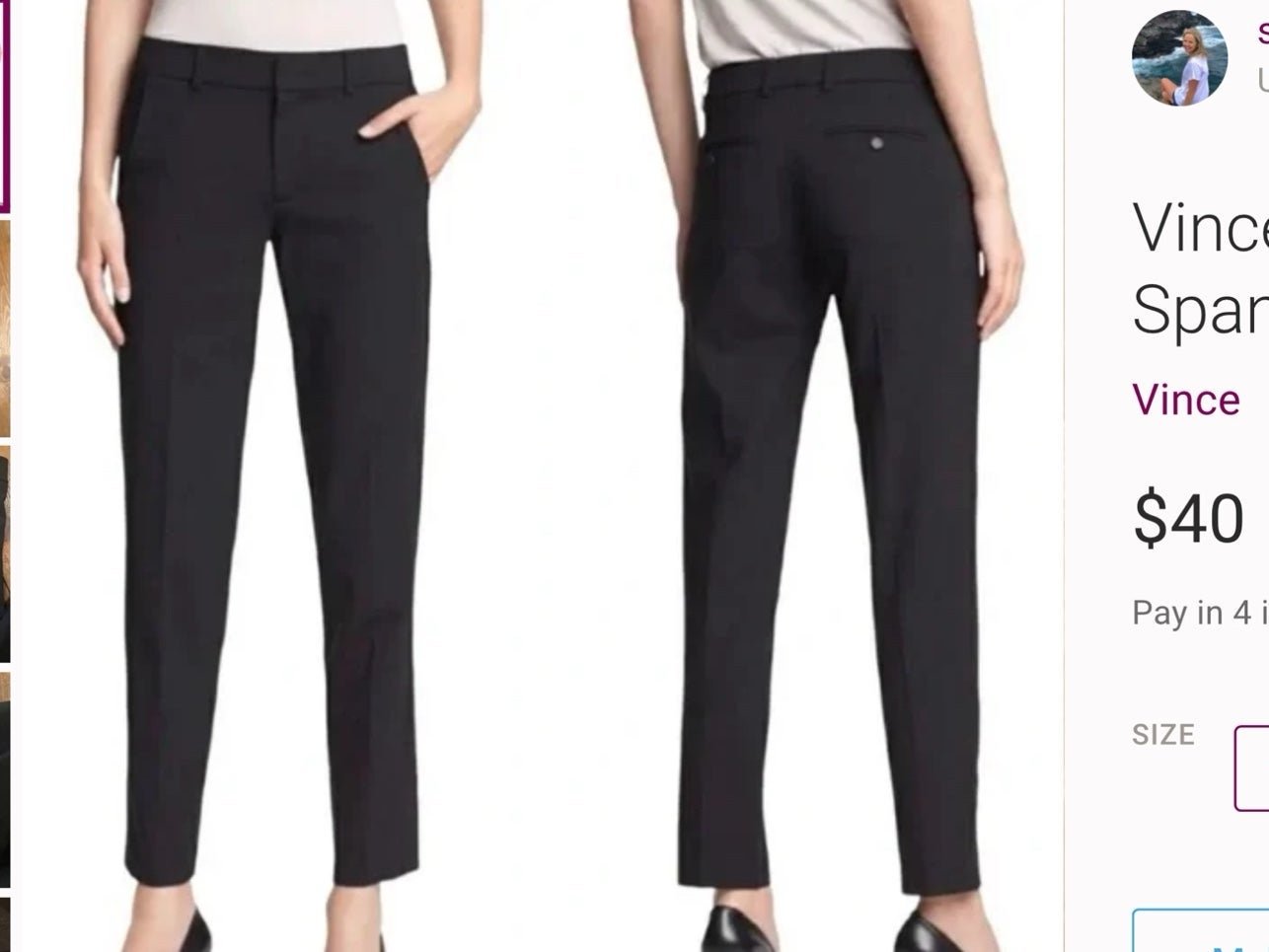 NEW Vince Classic Trouser Pant Pocket Stretch Slight Taper Mid Rise 0 320