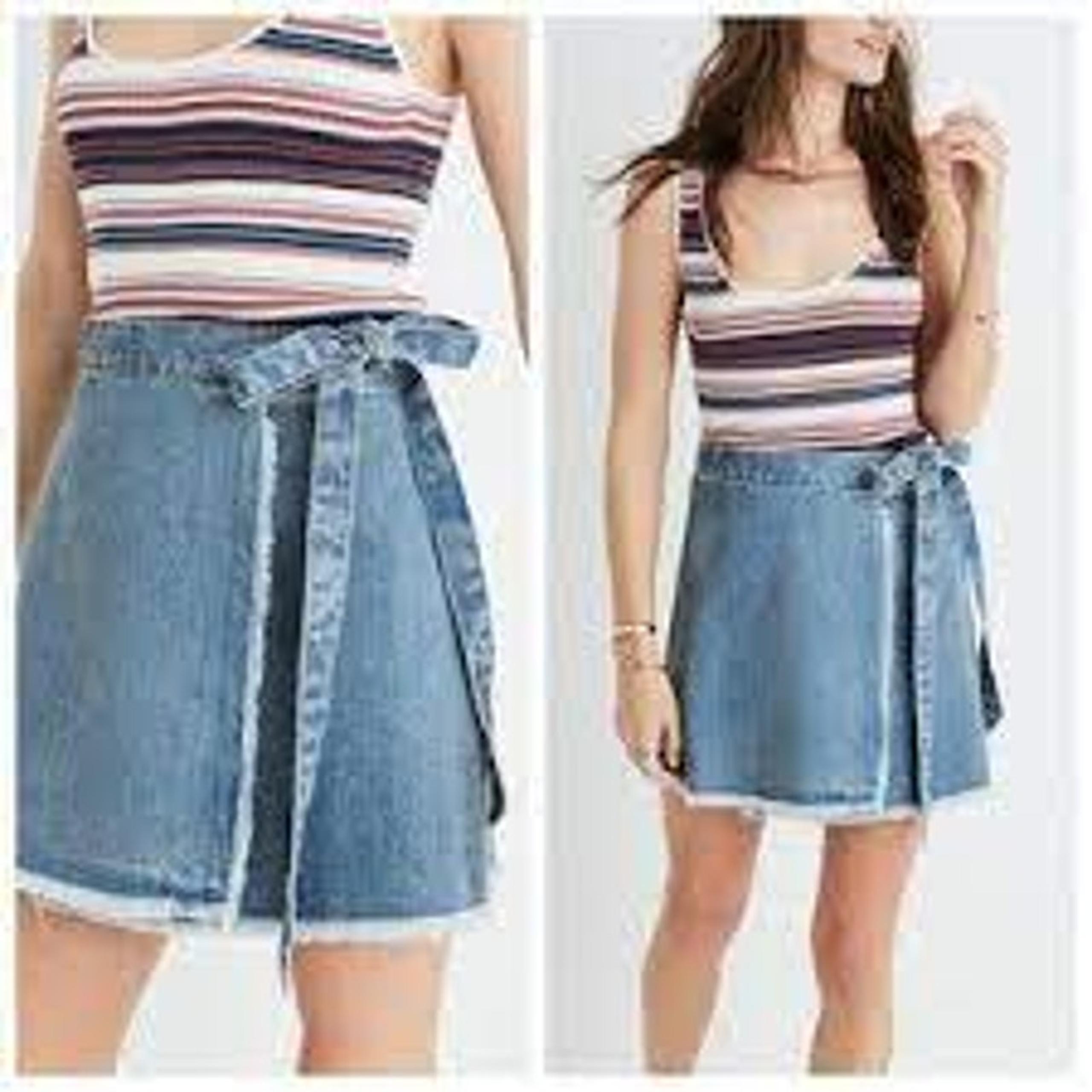 Denim Wrap Skirt Frayed Hem Summer Separates Cotton Women 4 - Madewell
