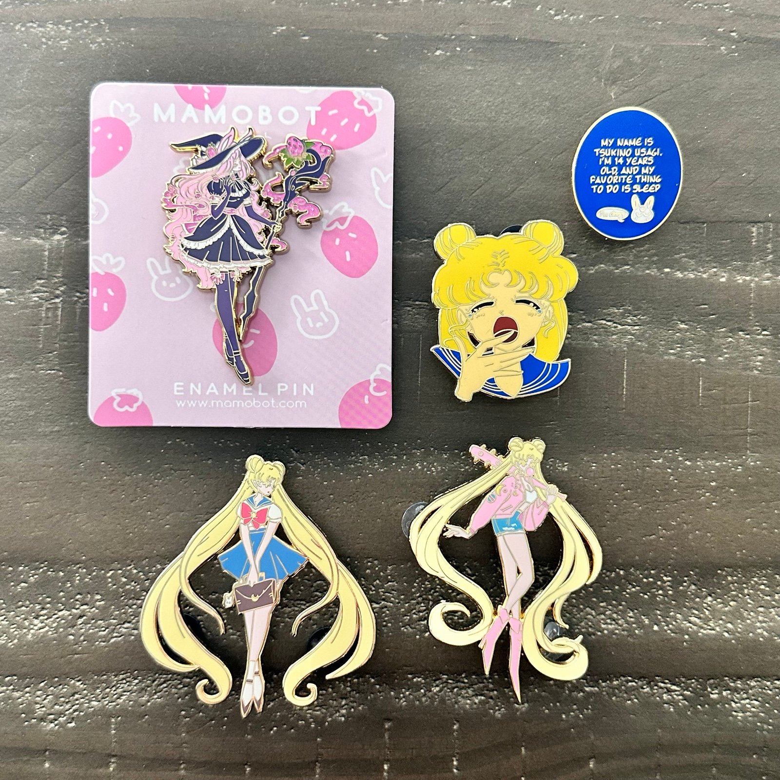Mamobot Sailor Moon School Girl Usagi Strawbunny Witch Anime Pin Bundle