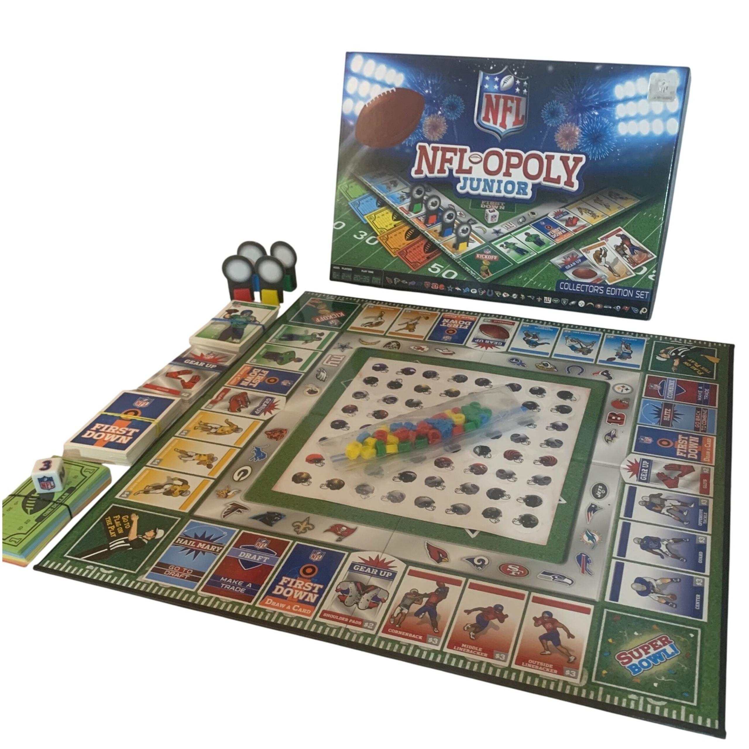 NFL-Opoly Junior Board Game Collectors Edition Set Football Family Game COMPLETE
