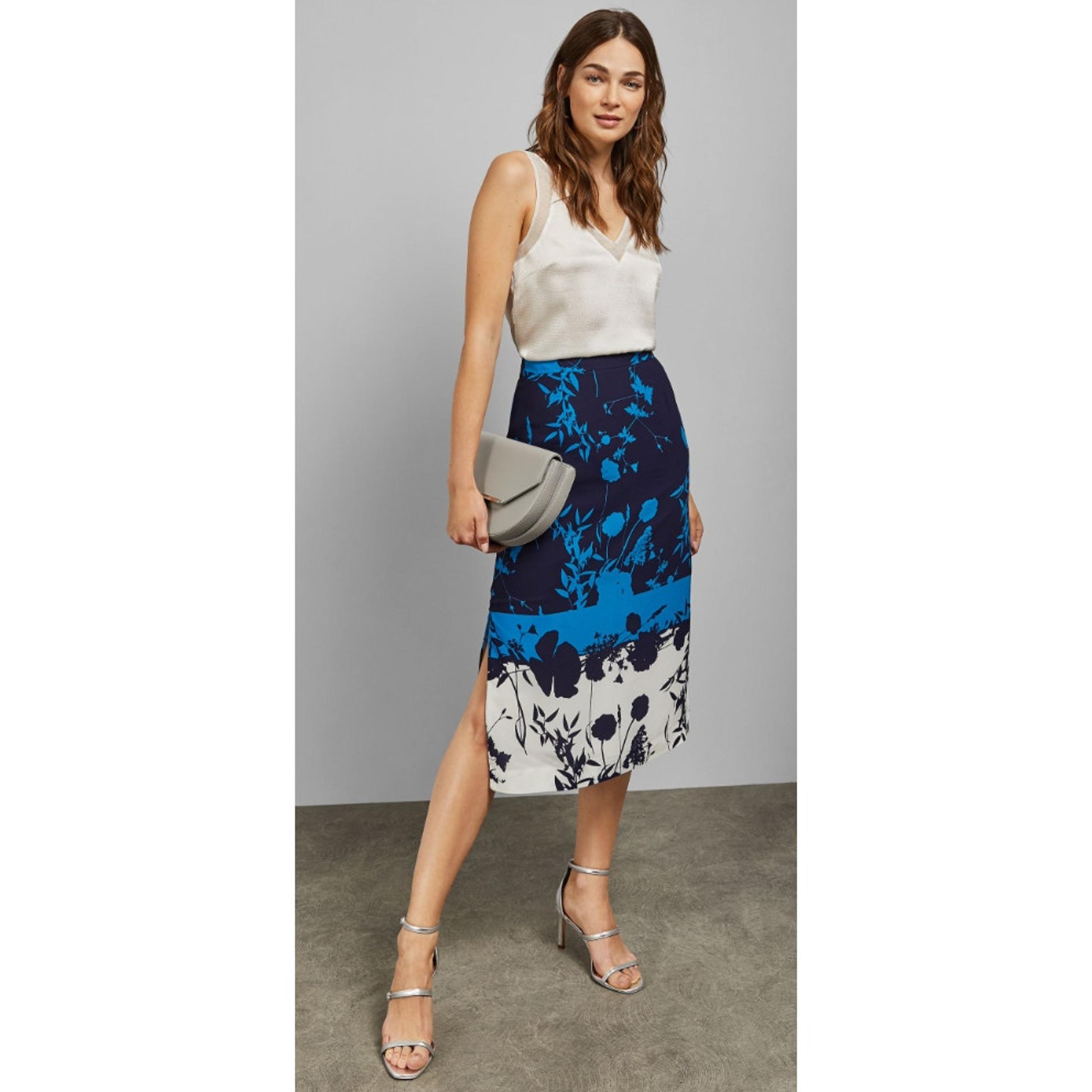 Ted Baker Selaah Bluebell Side Vent Midi Skirt Dark Blue Ted Baker Size 0