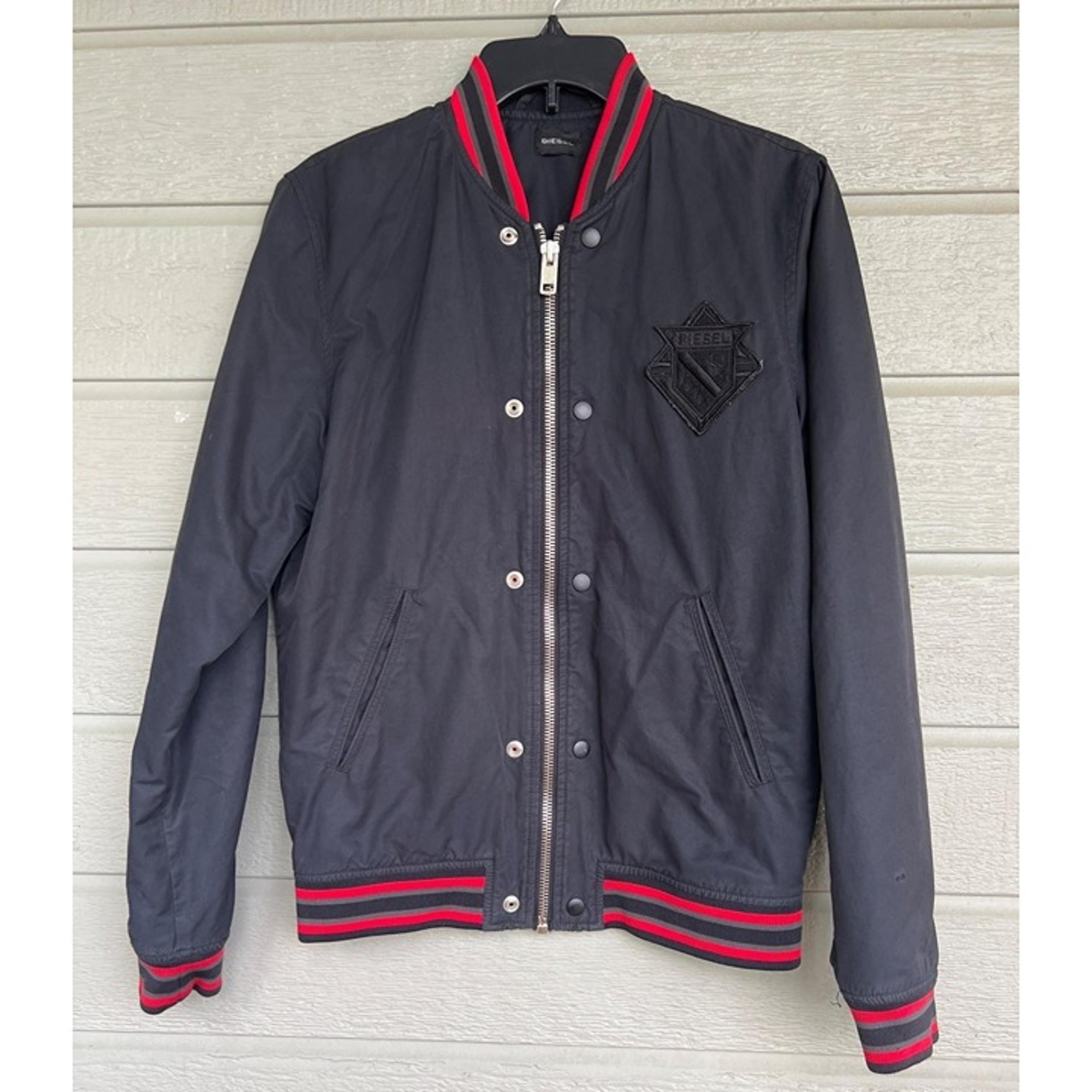 Vintage Diesel Mens Flight Bomber Jacket Quilted Nylon Zip Up Black Size Small