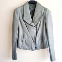 Vince Leather Trim Drape Neck Jacket