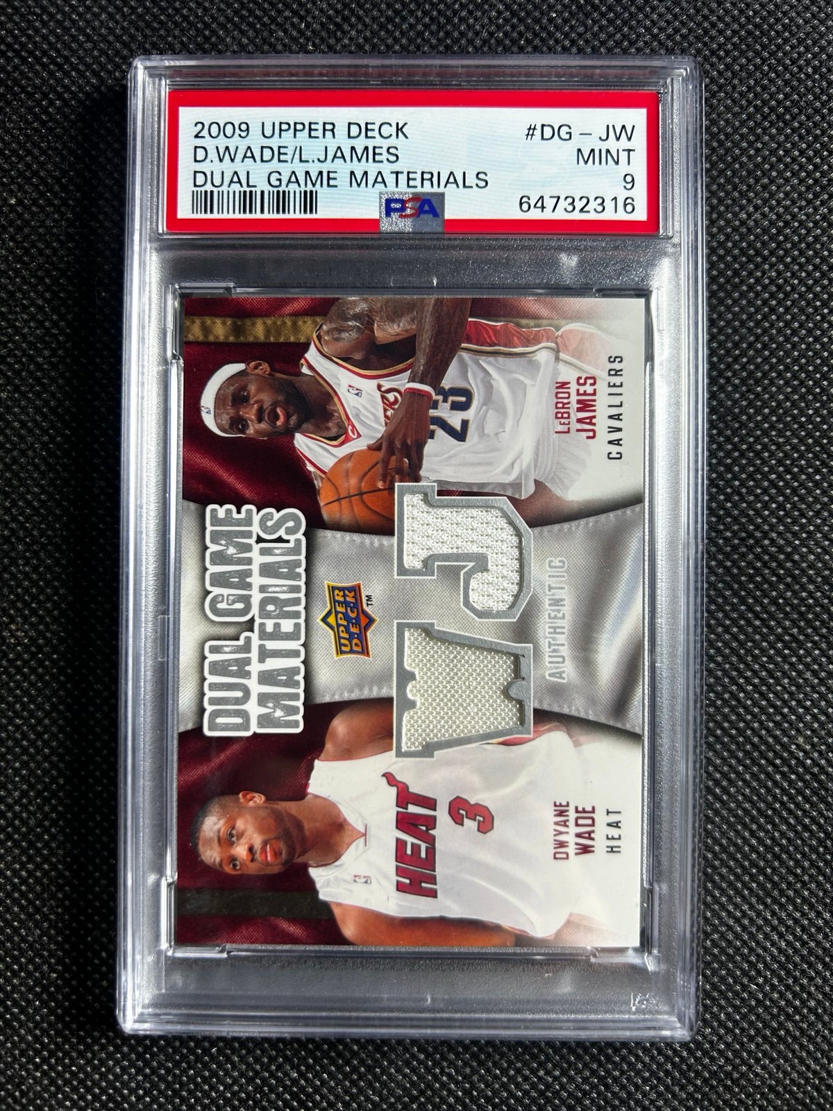 LeBron James / Dwyane Wade 2009 Upper Deck Game Materials Dual PSA 9 MINT