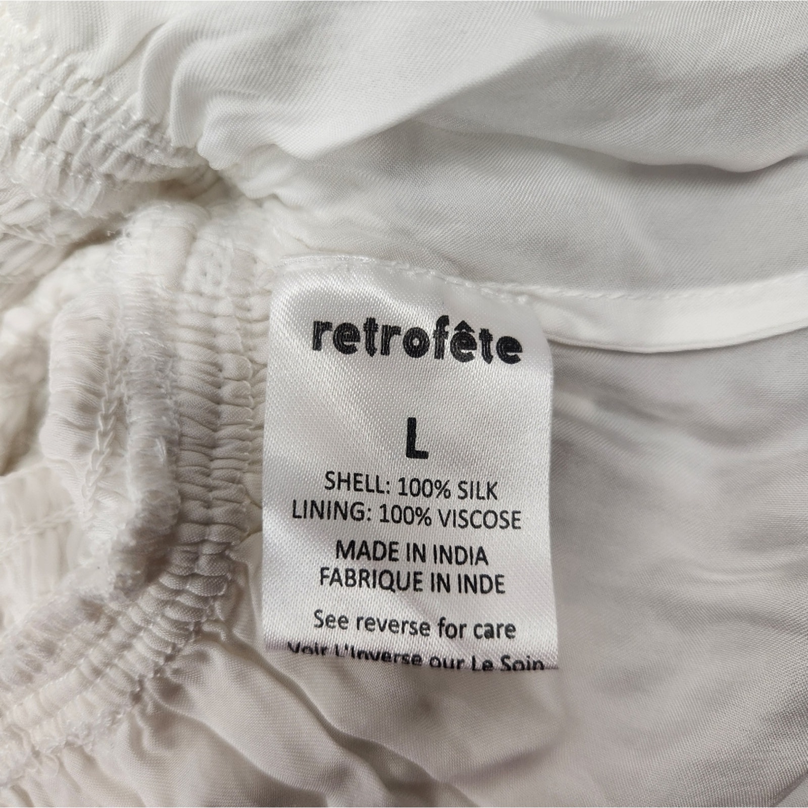 Retrofete Taisha Embellished Silk Chiffon Dress White Colored Crystals Large NWT - detail