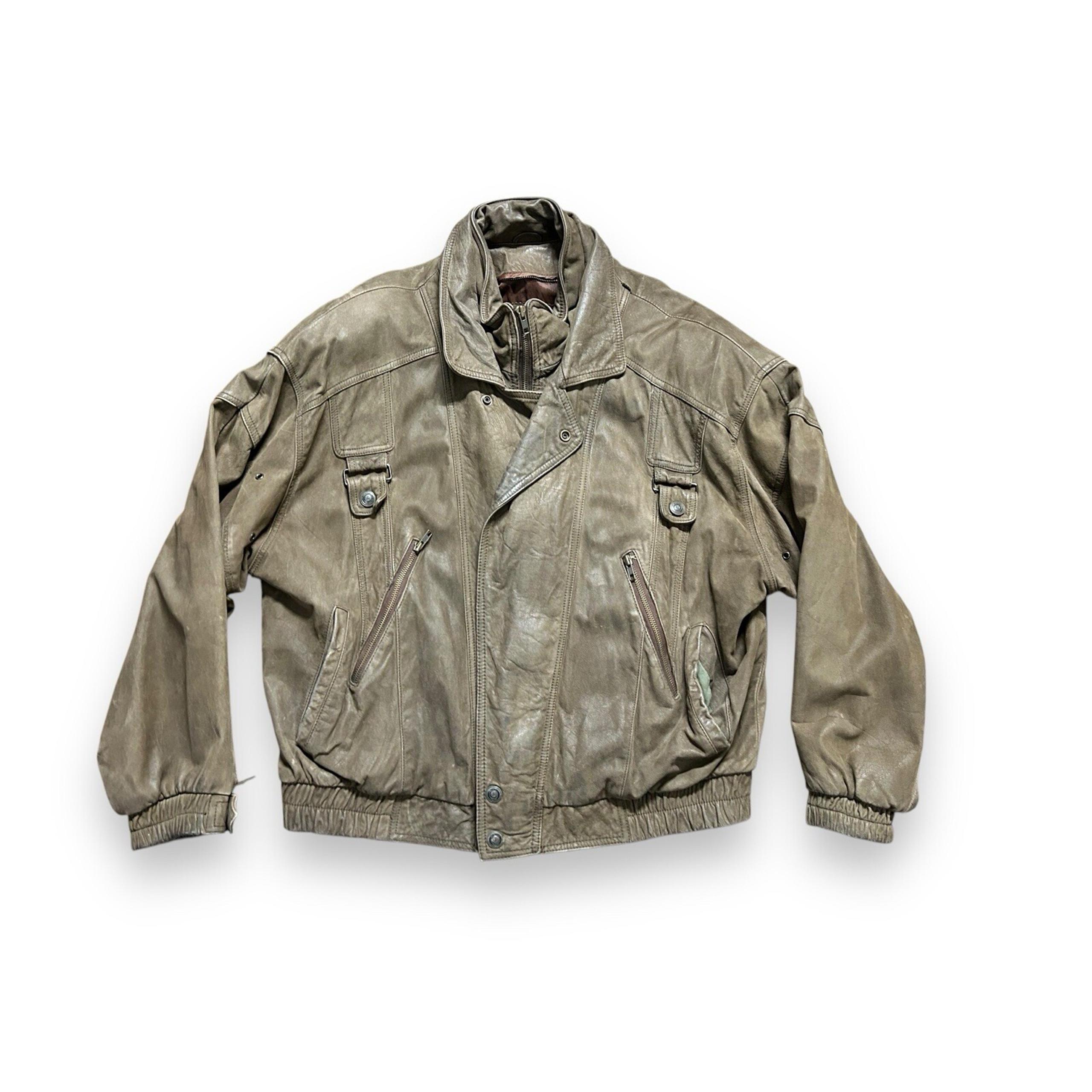 Vintage Adventure Bound Leather Jacket Mens XL Bomber Jacket by Wilsons Pockets