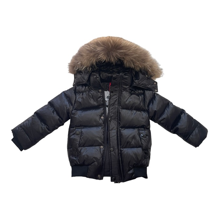 Children Winter Fur Feather Jacket Hooded Slim White duck Down Short Parkas Sz 2