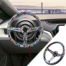 NEW JDM UNIVERSAL 350MM STICKERBOMB Acrylic Deep Dish 6 Holes Steering Wheel