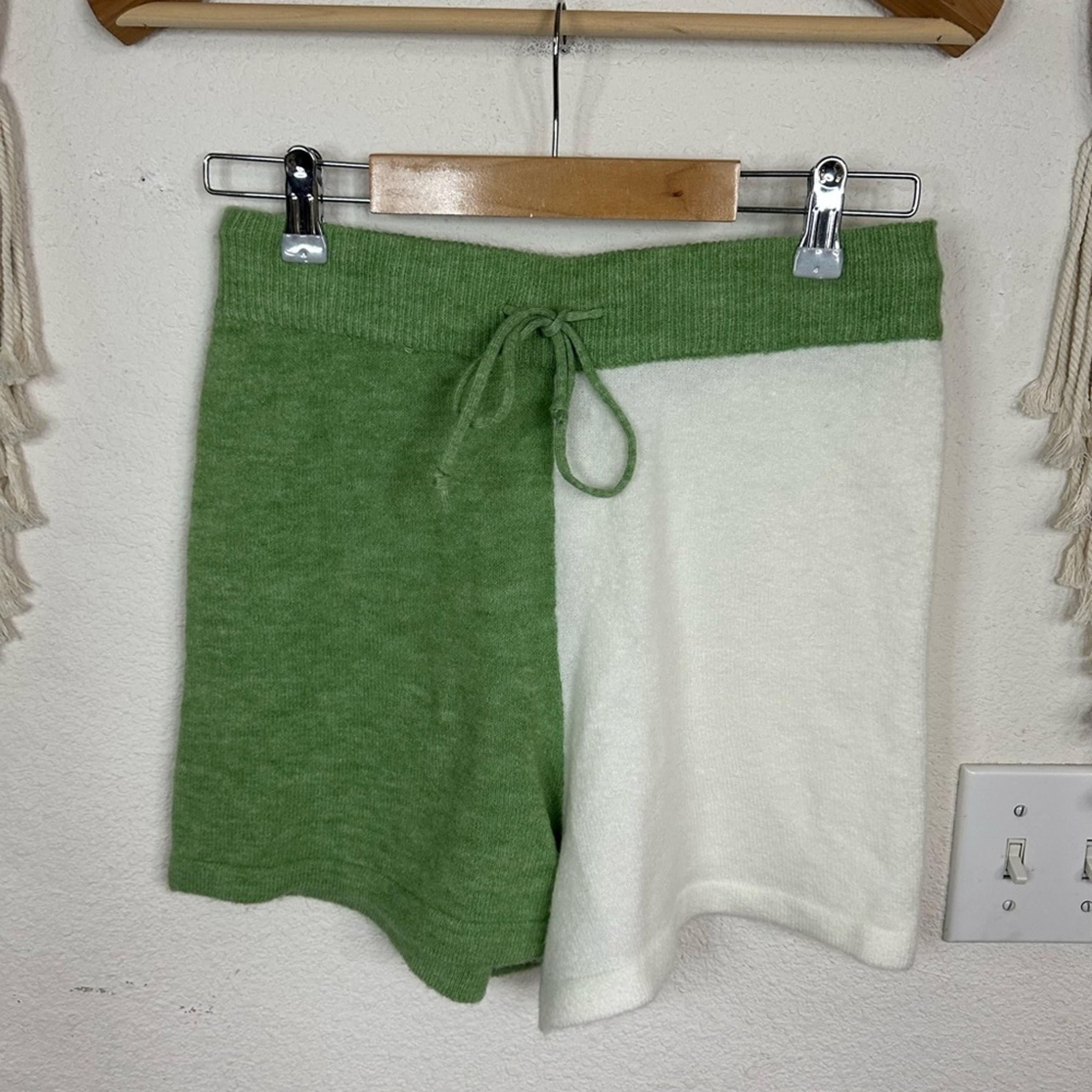 Green and White Athletic Shorts with Drawstring Waist medium - Anthropologie