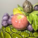 Vintage 1970's MCM Ceramic 3 Canister Set Fruit Lids Basket Weave Majolica Style