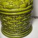 Vintage 1970's MCM Ceramic 3 Canister Set Fruit Lids Basket Weave Majolica Style