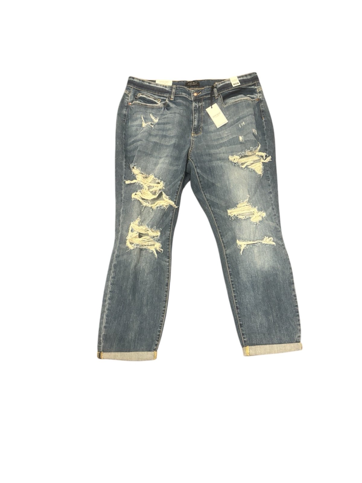 NWT Judy Blue Boyfriend Fit Mid Rise Distressed Jeans Size 20W.