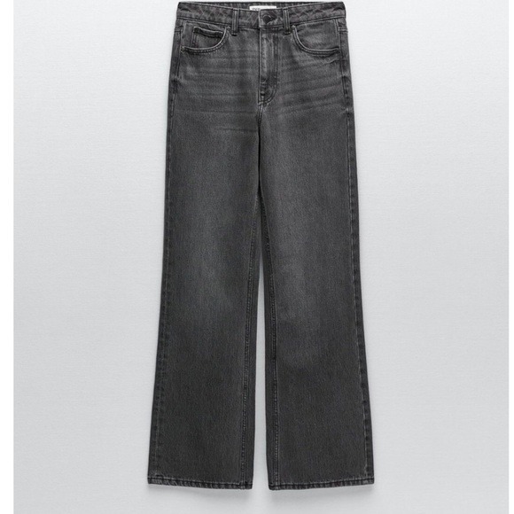 Zara Zw The ‘90S Wide Leg Jeans Gray Marl - Size 12