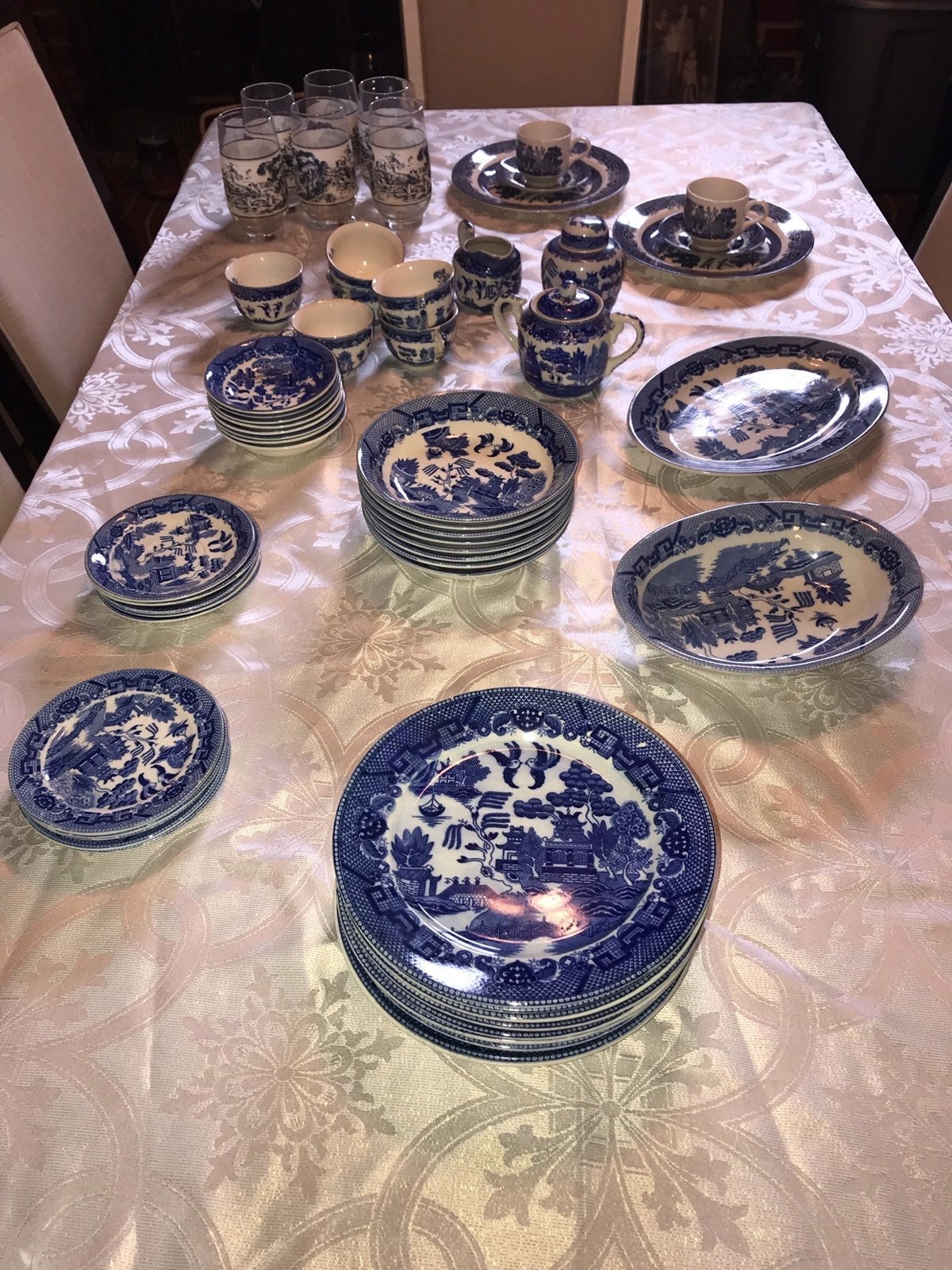 Antique Blue Willow Japan Dishes