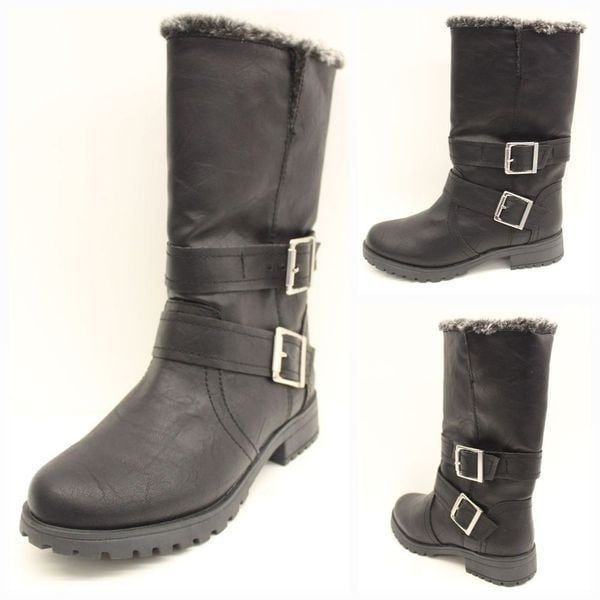 Rugged Outback Black Slade Faux Fur Lined Winter Commuter Boots Size 11