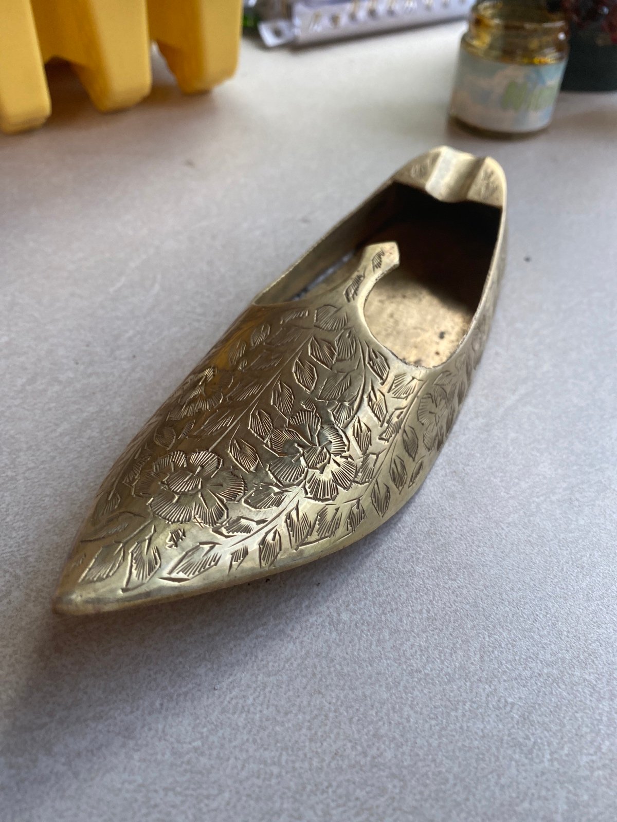 Vintage Brass Asian Slipper Ashtray