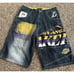 Vintage Baggy NBA UNK Denim Painted Embroidered Jeans Shorts L.A. Lakers Sz 34