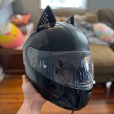 Large HJC IS-Max BT helmet with cat ears