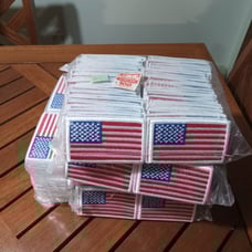 Lot of (500) 3 inch iron on American flag patches New