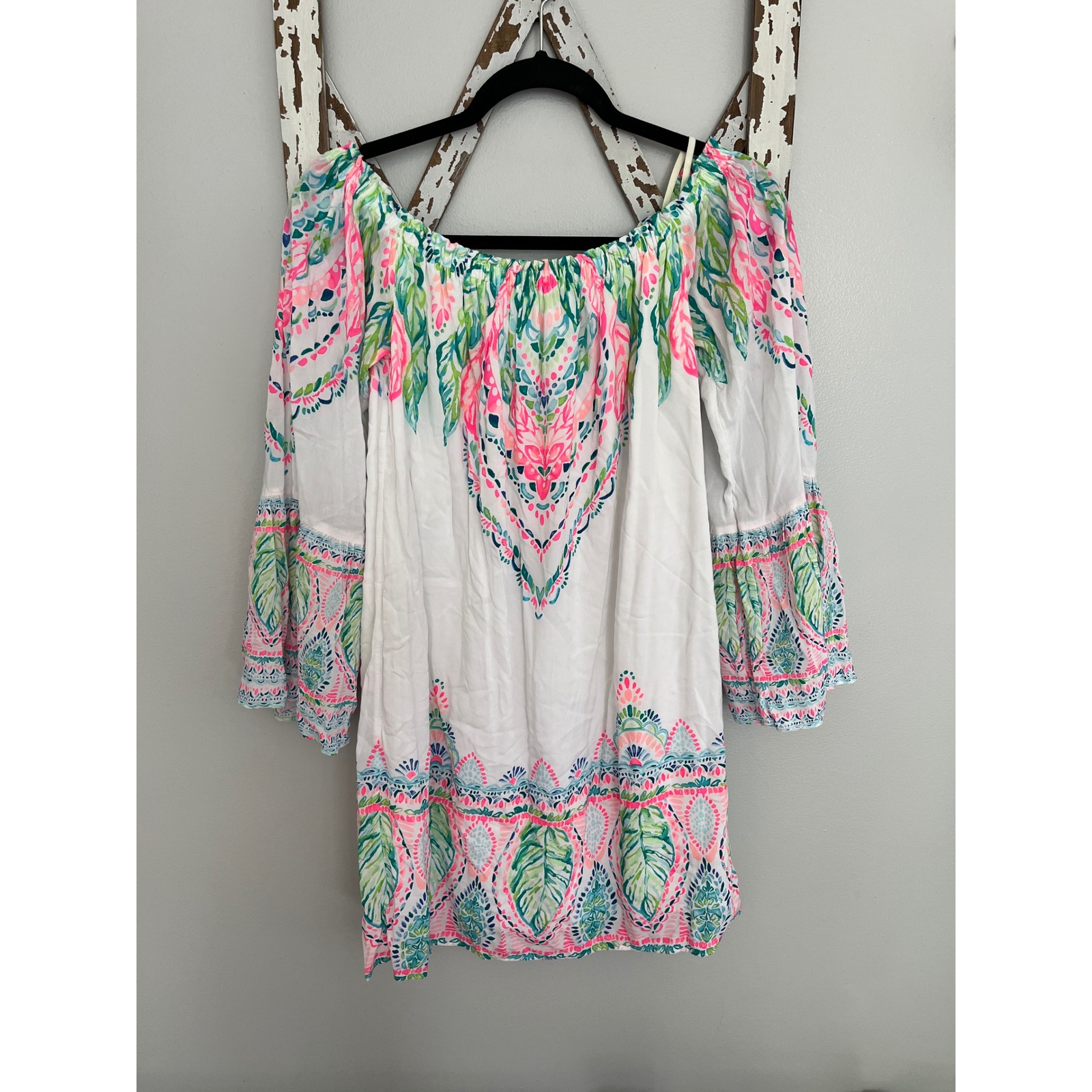 Lilly Pulitzer Nevie Off The Shoulder Dress Coconut Coast Size Small