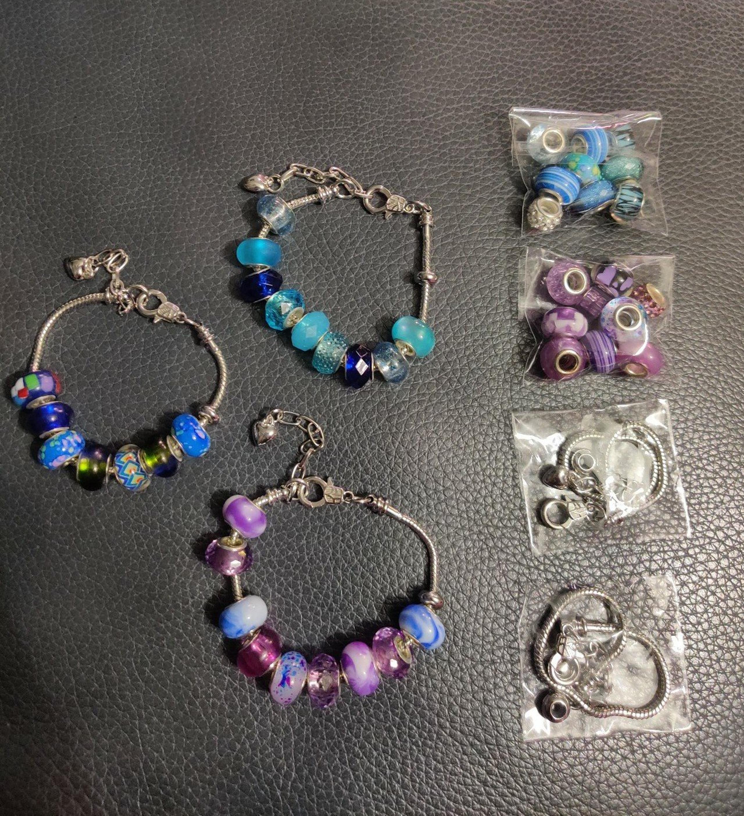 Euro Pandora Style Beads Bracelets (Set of 3) + More DIY Bundle