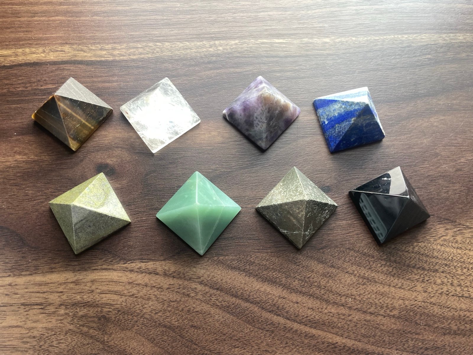 8 crystal pyramids