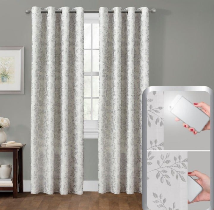 Silver Floral Thermal Grommet Blackout