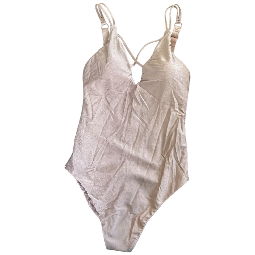 Tatiana Active Wear nude strappy bodysuit scrunch butt Medium