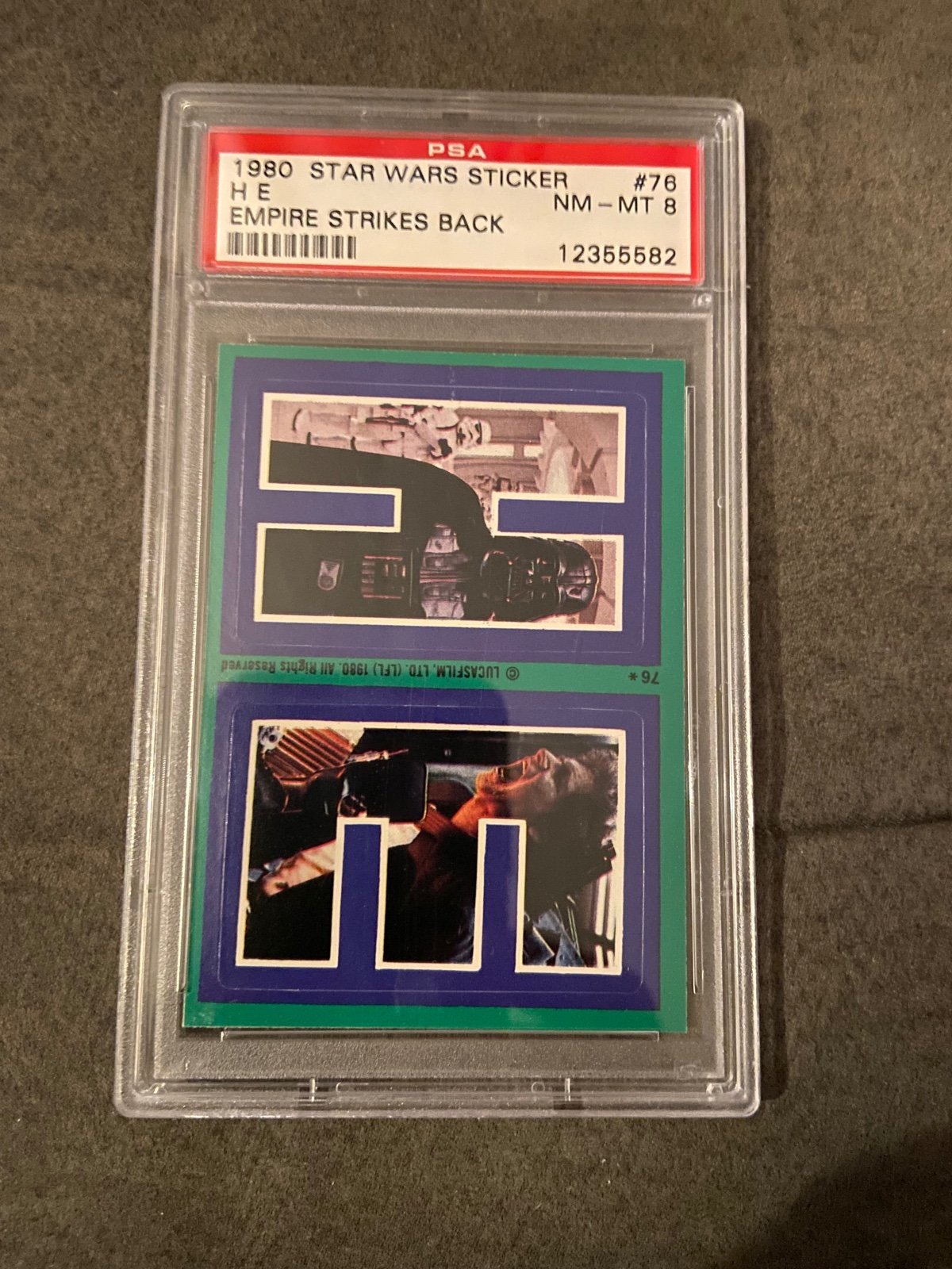 1980 Star Wars Empire Strikes Back Sticker #76 H E Darth Vader/HSolo PSA 8 NM-MT