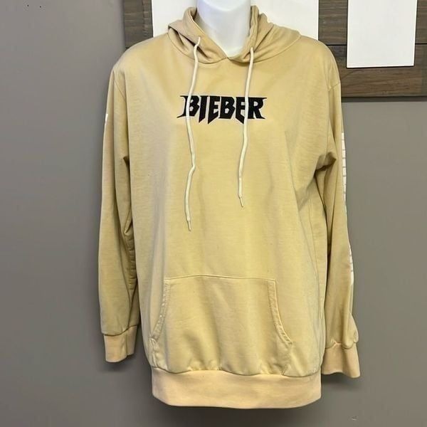 Justin Bieber Tan Purpose World Tour Hoodie with Kangaroo Pocket- Large