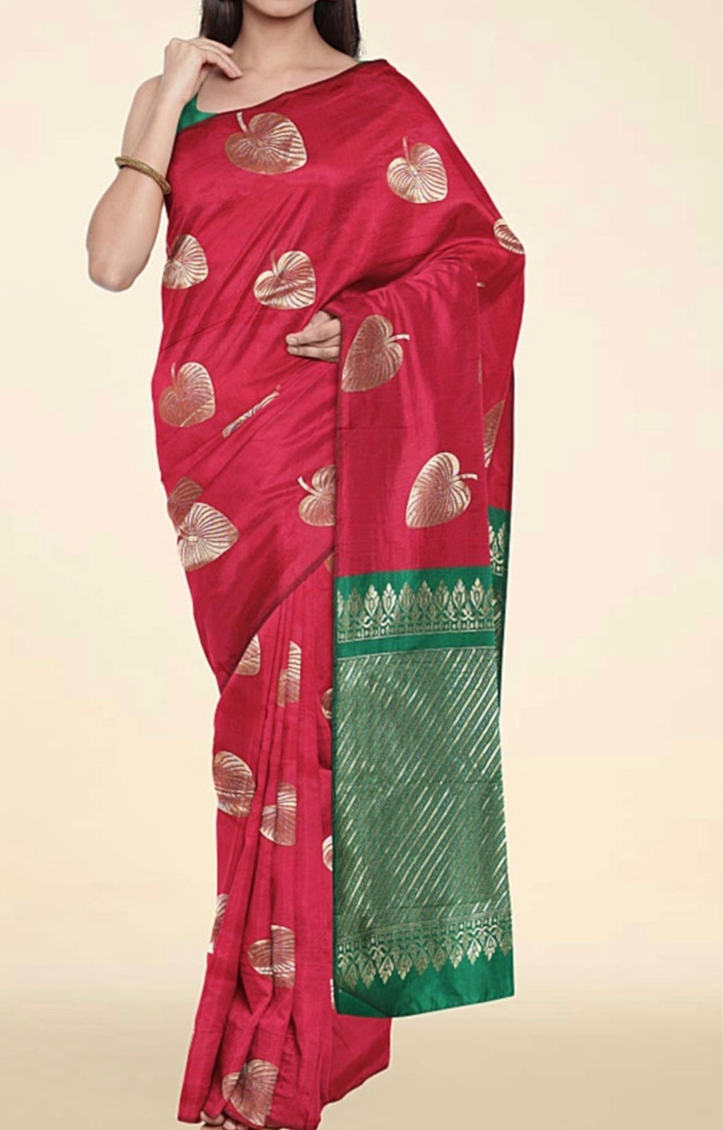 Fancy saree with green blouse piece -NEW