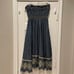 Rare Vtg Y2K Apple Bottom Jeans Denim Midi Dress Embroidered Scalloped Strapless