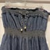 Rare Vtg Y2K Apple Bottom Jeans Denim Midi Dress Embroidered Scalloped Strapless