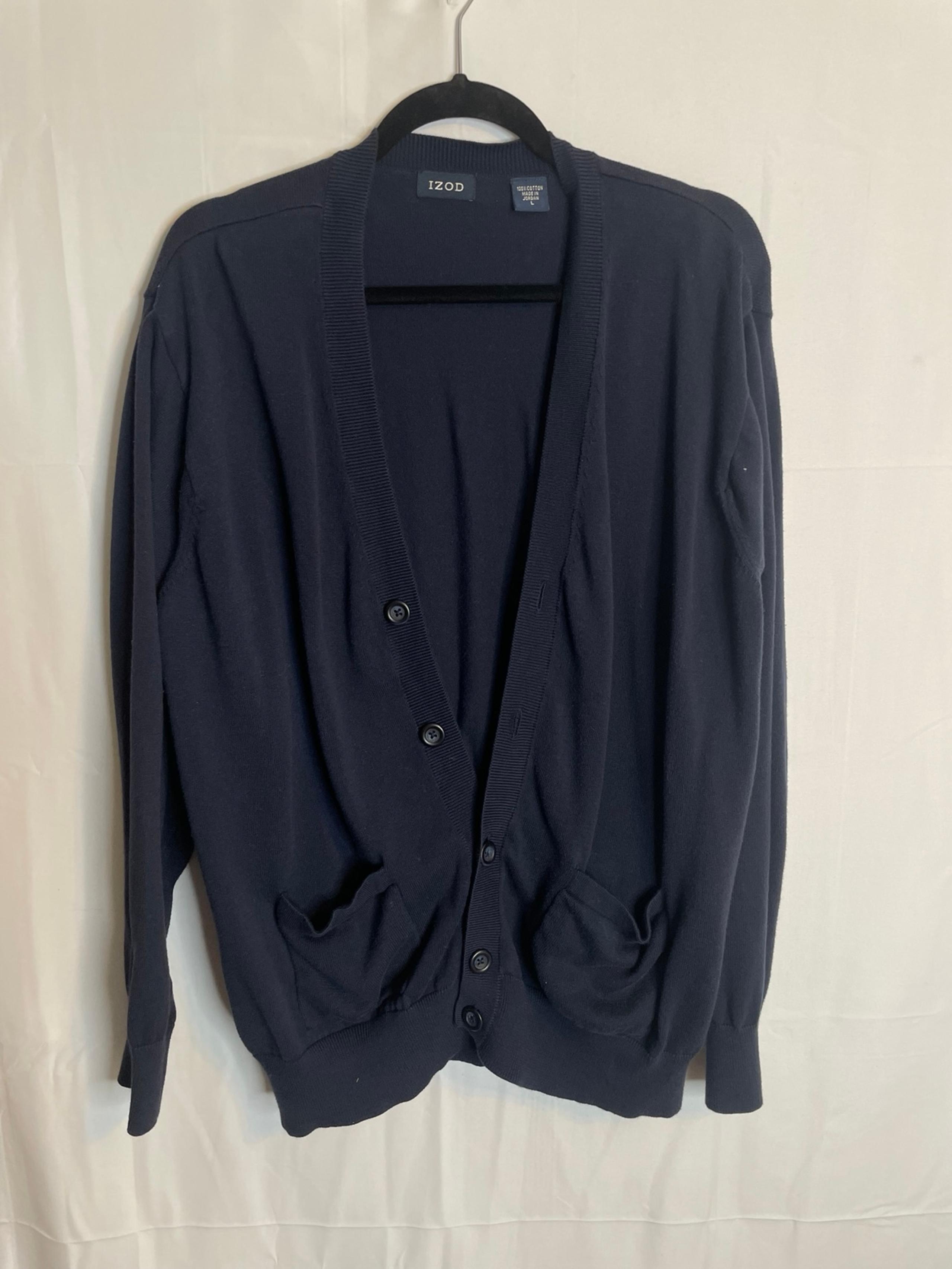IZOD Men’s Size Large Cardigan’s Sweater Navy Academia 1926