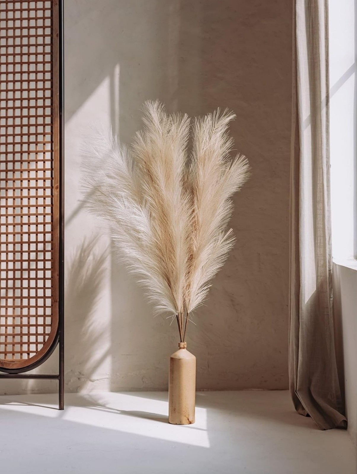 (4) 58 H Artificial Indoor Pampas Feathered Stem Pampas Grass Artificial Flowers