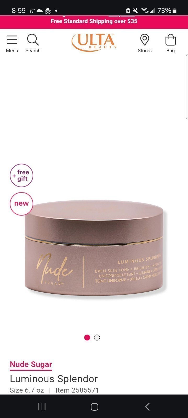 (1)Nude Sugar Luminous Splendor Even Skin Tone Brighten Hydrating Cream 6.7floz